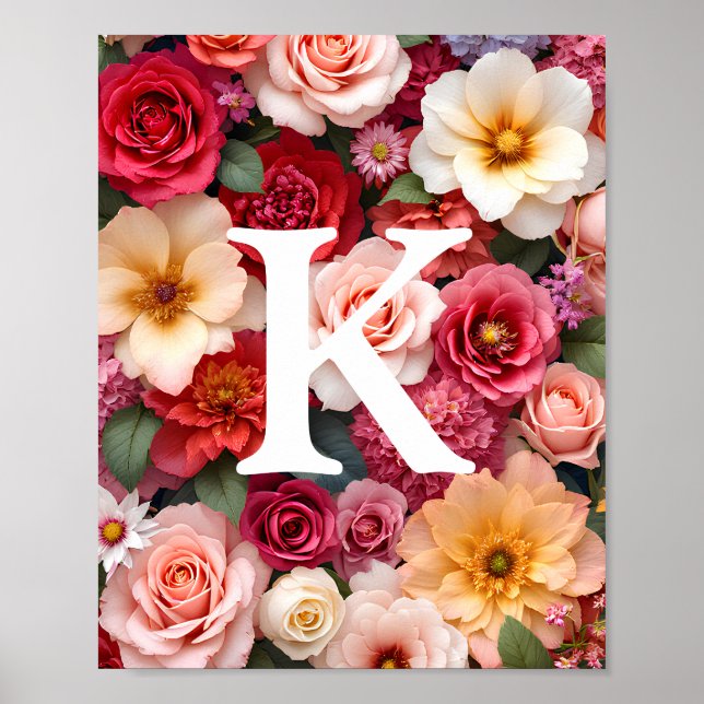 Floral Monogramm Poster (Vorne)