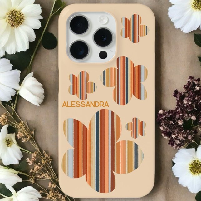 Floral monogramm Retrofarbstreifen Streifen 70er n Case-Mate iPhone Hülle (Von Creator hochgeladen)
