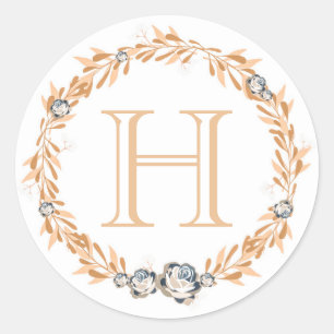 Floral Monogramm Runder Aufkleber