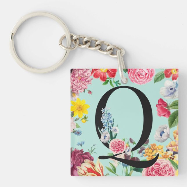 Floral Monogramm Schlüsselanhänger (Vorderseite)