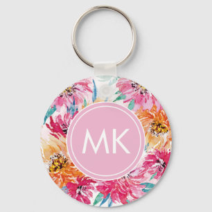 Floral Monogramm Schlüsselanhänger