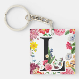 Floral Monogramm Schlüsselanhänger
