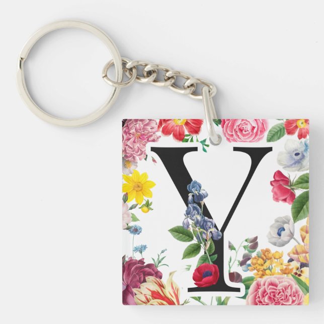 Floral Monogramm Schlüsselanhänger (Vorderseite)