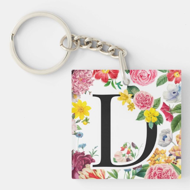Floral Monogramm Schlüsselanhänger (Vorderseite)