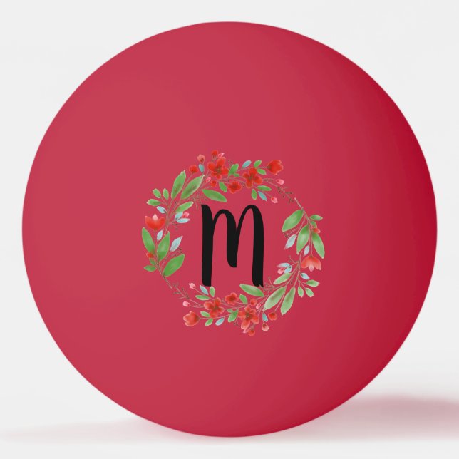 Floral Monogramm Tischtennisball (Vorderseite)