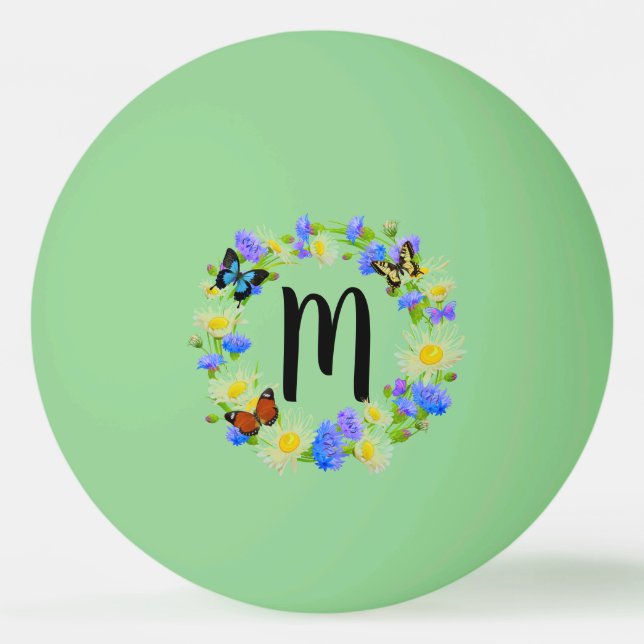 Floral Monogramm Tischtennisball (Vorderseite)