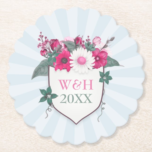 Floral-Monogramm Untersetzer (Vorderseite)