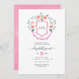 Floral Monogramm Wappen Brautparty Einladung