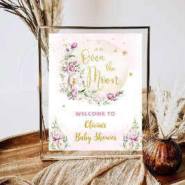 Floral Moon Pink Begrüßungszeichen Poster