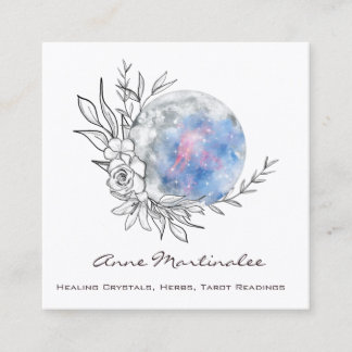 Floral Moon Quadratische Visitenkarte