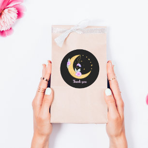 Floral Moon Runder Aufkleber