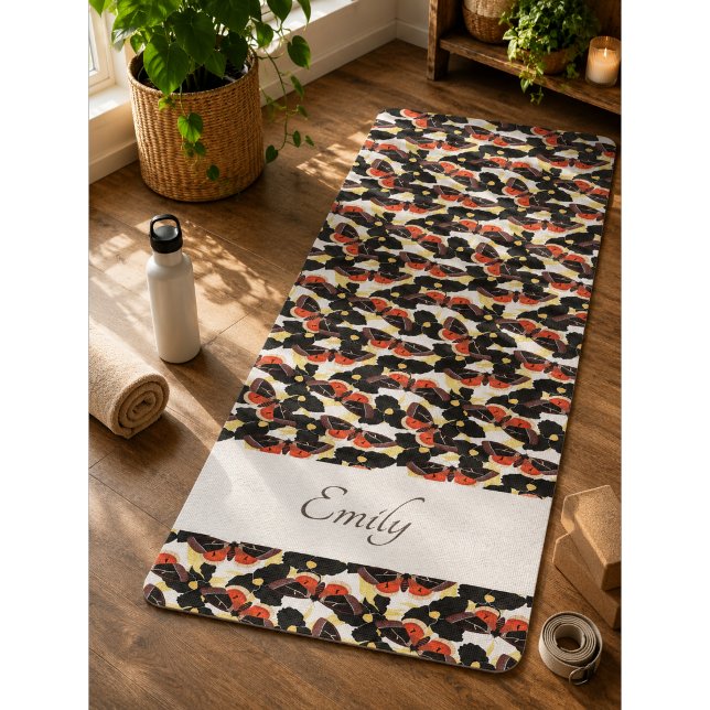 Floral Moth Butterfly Pattern Yoga Mat Yogamatte (Von Creator hochgeladen)