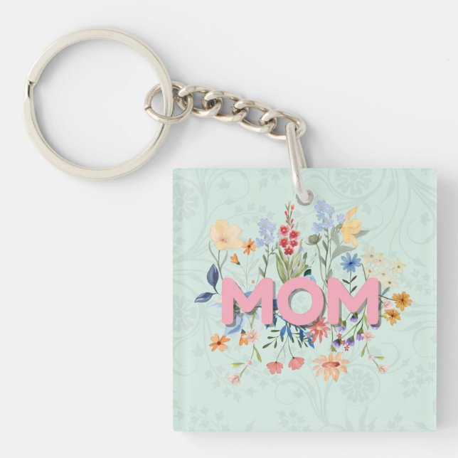 Floral Mother’s Day Keychain Gift for Mom Schlüsselanhänger (Vorderseite)