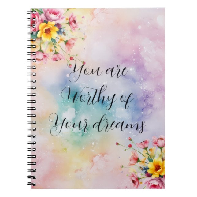 Floral Motivational Notebook | Aesthetic Pastal Notizblock (Vorderseite)