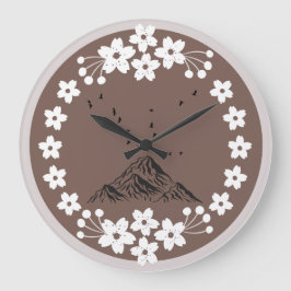 Floral Mountain Wall Clock | Elegant Minimal Home  Große Wanduhr