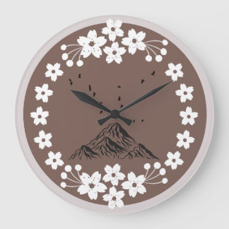Floral Mountain Wall Clock | Elegant Minimal Home  Große Wanduhr