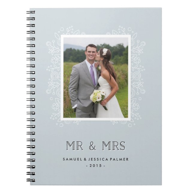 Floral Mr. & Mrs. Journal - Powder Blue Notizblock (Vorderseite)