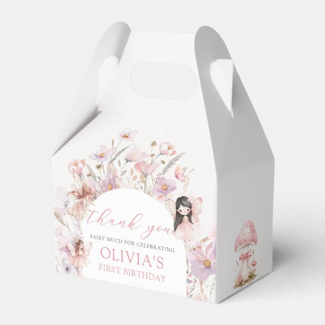 Floral Mushroom Fairy Birthday Favor Box Geschenkschachtel (Vorderseite)