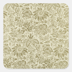 Floral Muster Antique Damask Paisley Quadratischer Aufkleber