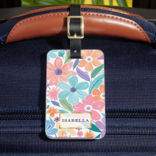 Floral Muster Monogram Gepäckmarke Gepäckanhänger