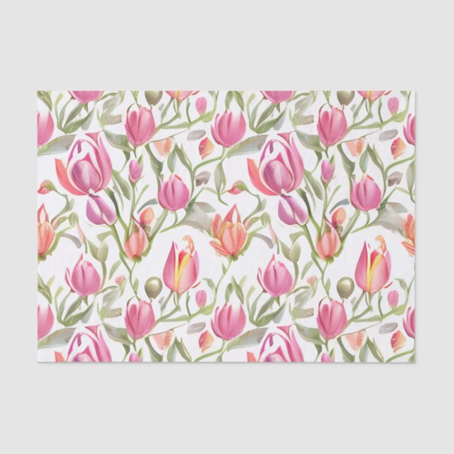 Floral Muster Tulip Blume Seidenpapier (Vorderseite)