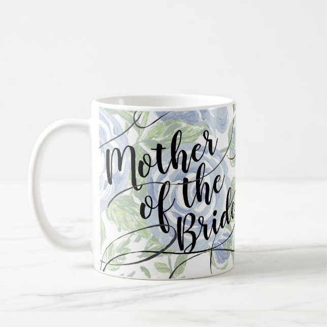 Floral Mutter der Bride Modern Script Blue Rose Kaffeetasse (Links)