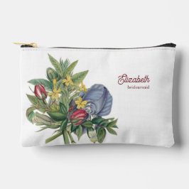 Floral Myrtle Laurel Flowers Name Bridesmaid Zubehörtasche