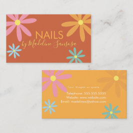 Floral Nail Technician Groovy Business Card Visitenkarte