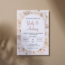 Floral Natural Boho Beige Modern Einladung