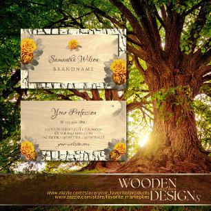 Floral Natural Light Brown Wood Grain Tree Bark Visitenkarte