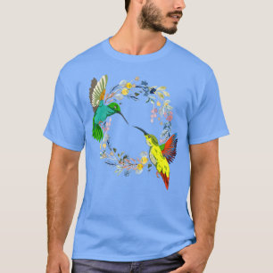 Floral Nature Bird Tier Vintage Blume Hummingb T-Shirt
