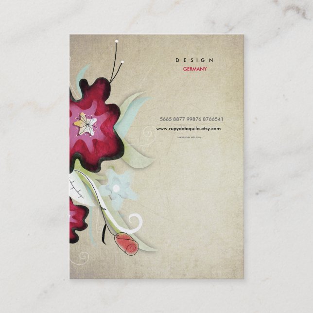 Floral Nature handgefertigte Kunst Visitenkarte (Vorderseite)