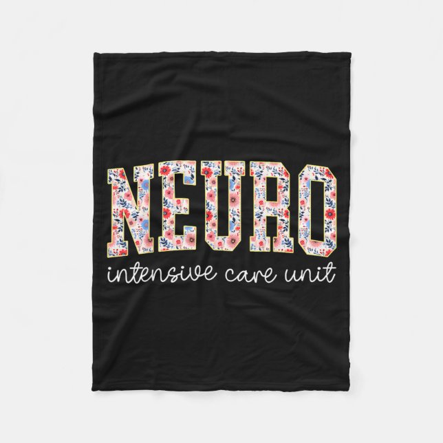 Floral Neuro Icu Nurse Brain Neuroscience Icu Nurs Fleecedecke (Vorderseite)