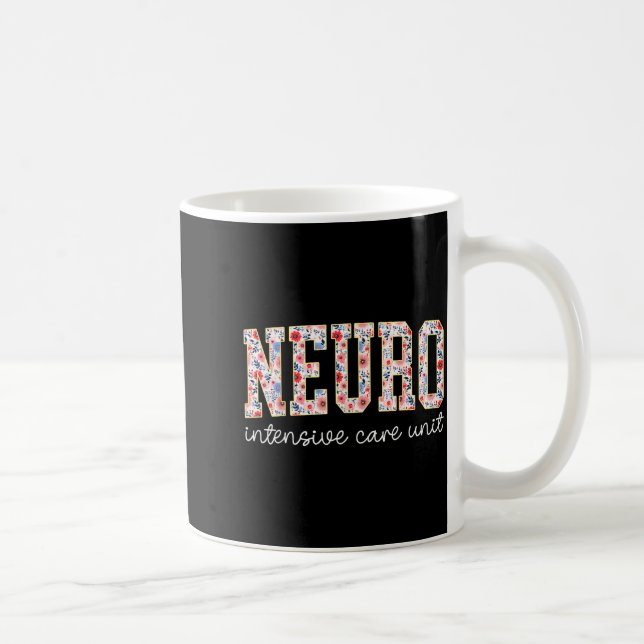 Floral Neuro Icu Nurse Brain Neuroscience Icu Nurs Kaffeetasse (Rechts)