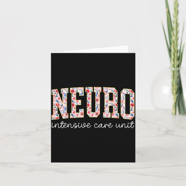 Floral Neuro Icu Nurse Brain Neuroscience Icu Nurs Karte (Vorderseite)