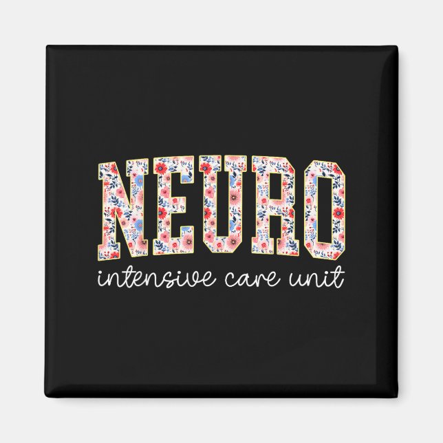 Floral Neuro Icu Nurse Brain Neuroscience Icu Nurs Magnet (Vorne)