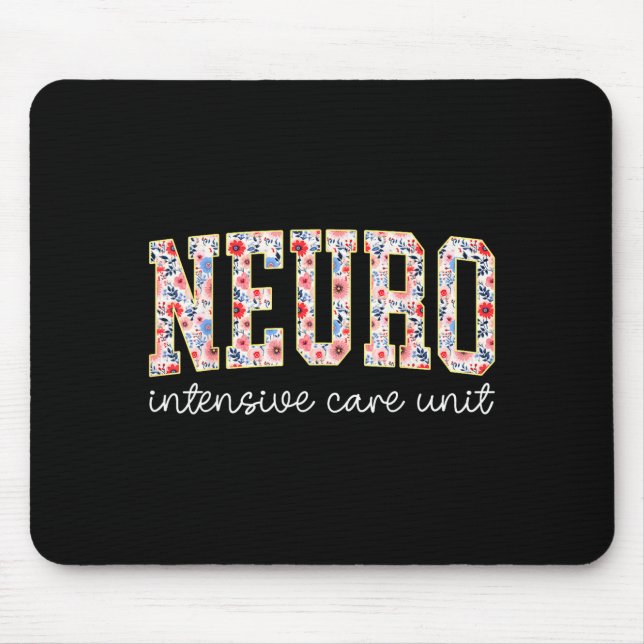 Floral Neuro Icu Nurse Brain Neuroscience Icu Nurs Mousepad (Vorne)
