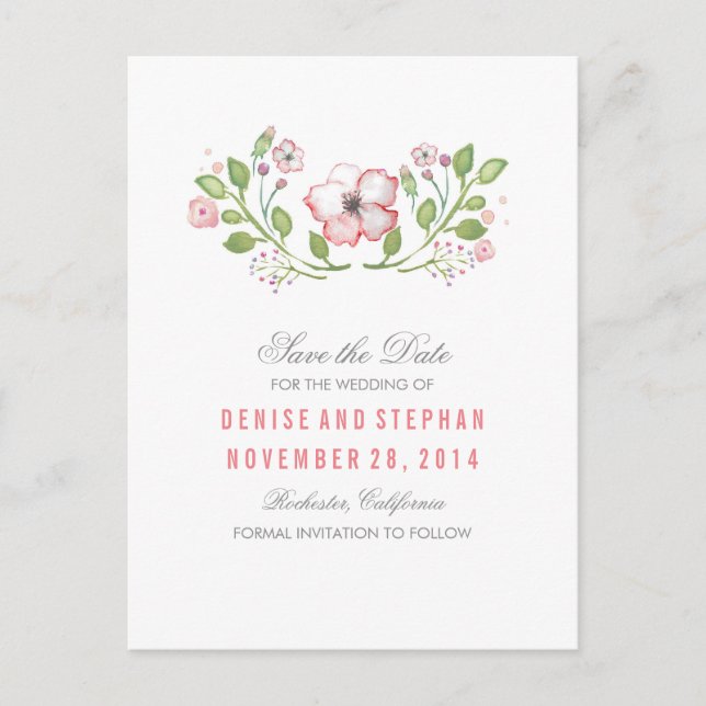 Floral Niedlich Save the Date Postkarten (Vorderseite)