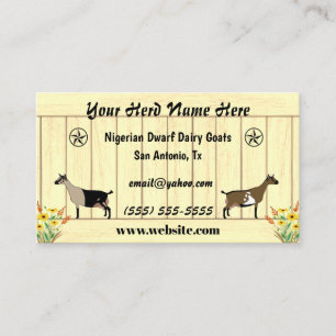Floral Nigerian Zwarf Milchziege Barn Star Visitenkarte