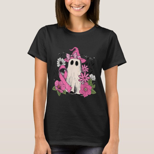Floral Nk Boo Ghost Breast Cancer Awareness Soky S T-Shirt (Vorderseite)