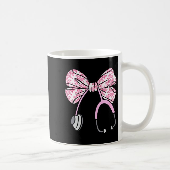 Floral Nk Coquette Bow Rn Nurse Stethoscope Nursin Kaffeetasse (Rechts)