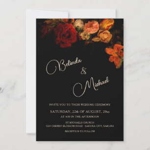 Floral Noir Hochzeit Einladung