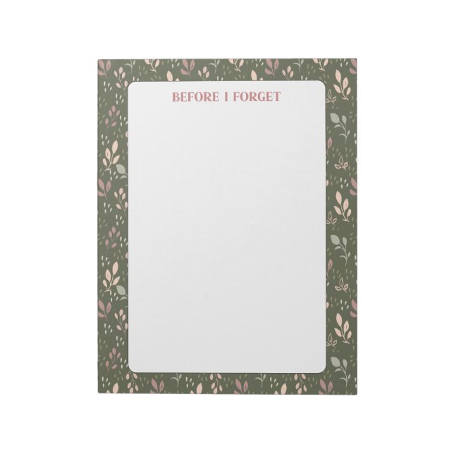 Floral Notepad, Cute Feminine Notepad, Modern Pad Notizblock (Rotiert)