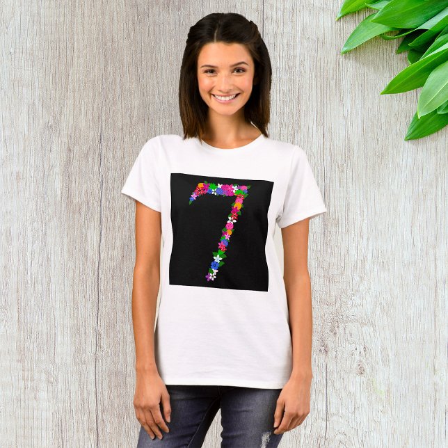 Floral Number Seven Botanical Flower Design T-Shirt (Von Creator hochgeladen)