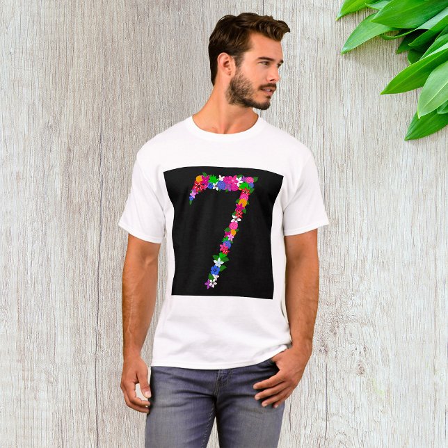 Floral Number Seven Botanical Flower Design T-Shirt (Von Creator hochgeladen)