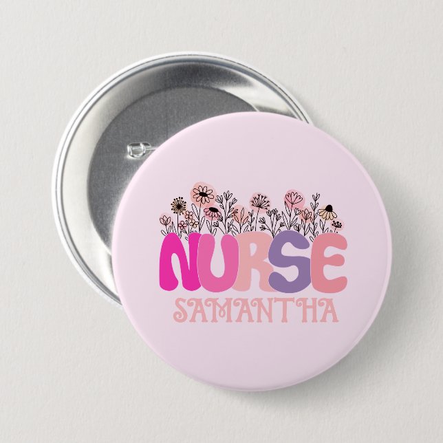 Floral Nurse Button (Vorne & Hinten)