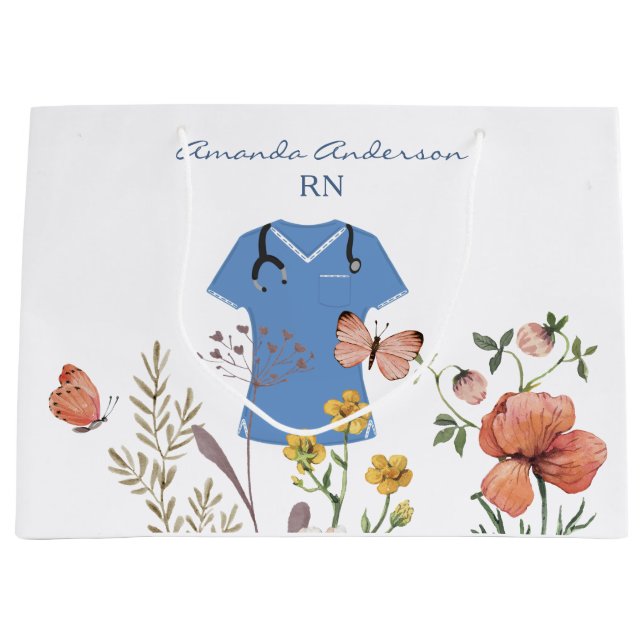 Floral Nurse Graduation Große Geschenktüte (Vorderseite)