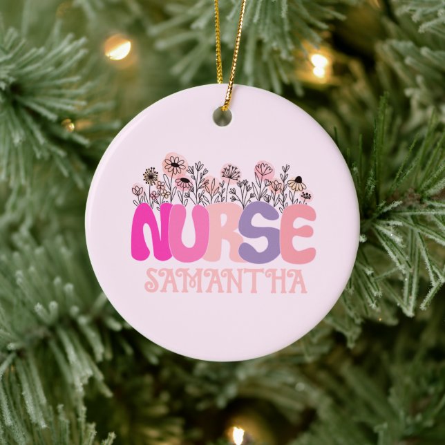 Floral Nurse Keramik Ornament (Baum)