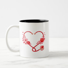 Floral Nurse Stethoscope  Zweifarbige Tasse