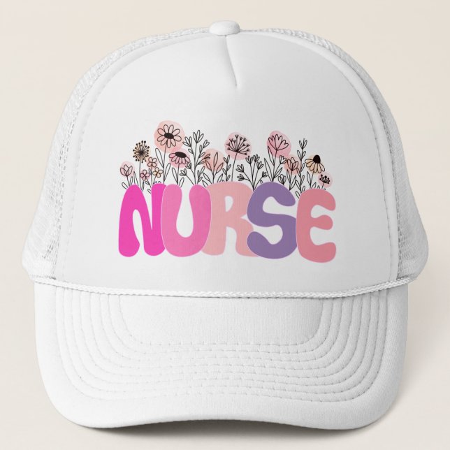Floral Nurse Truckerkappe (Vorderseite)